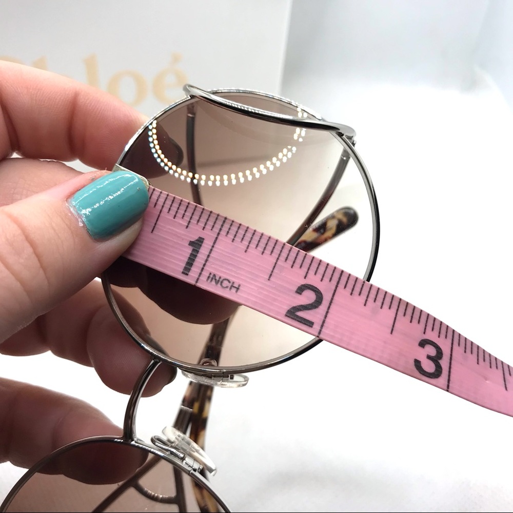 CHLOE ROUND FRAME SILVER METAL OVERSIZED SUNGLASSES WITH CASE NIB - Picture 15 of 16